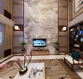 江阴中式家居客厅360全景效果图